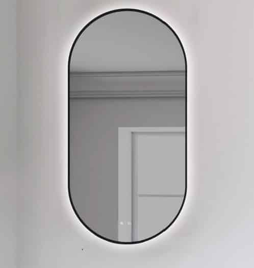 ESPEJO OVAL CON CONTORNO NEGRO RETROILIMINADO Doble Touch