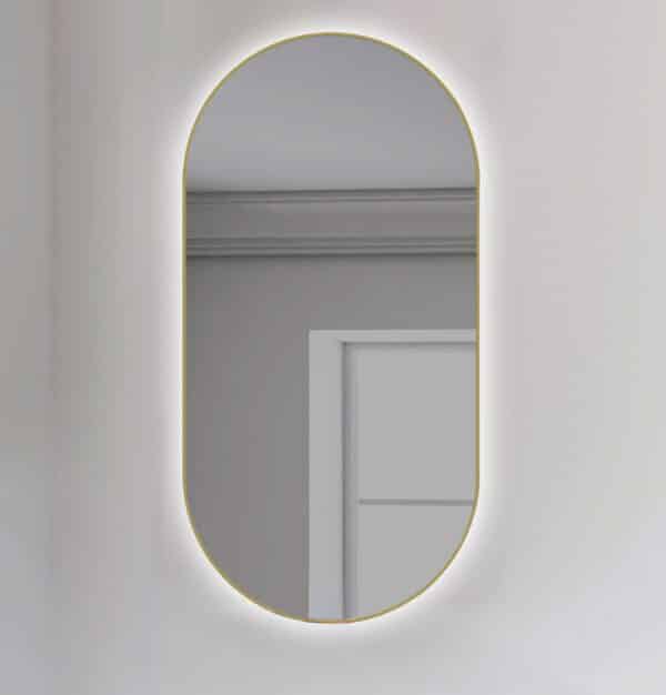 ESPEJO OVAL CON CONTORNO ORO RETROILUMINADO SIN TOUCH