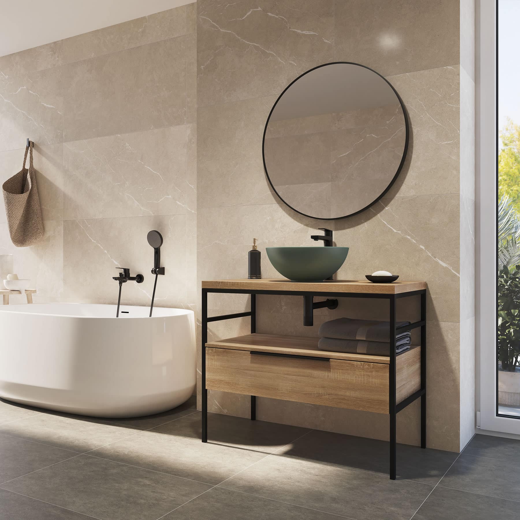 Lavabo de diseño verde oscuro