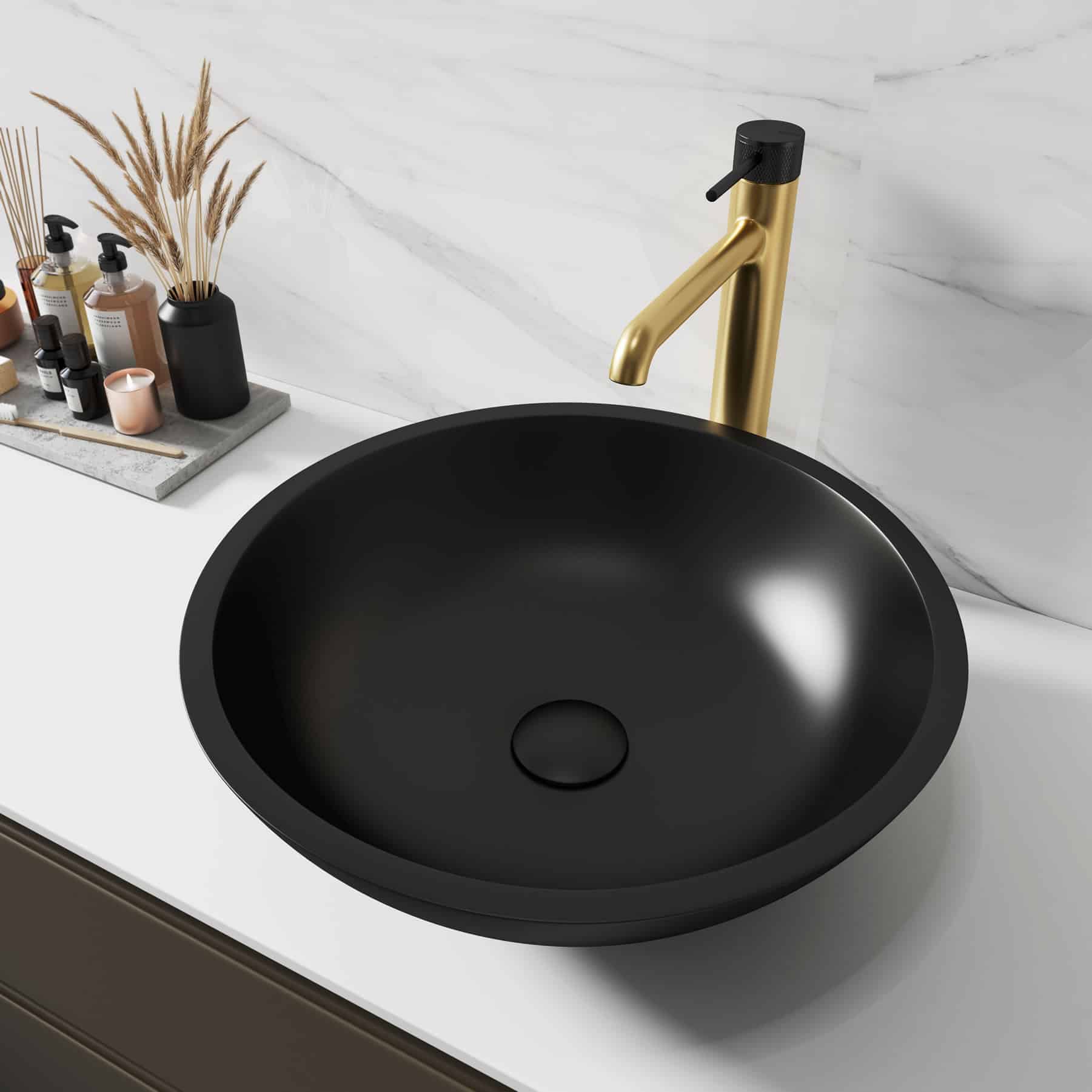 Lavabo de diseño oscuro redondo