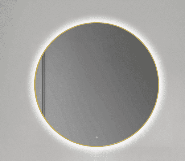 ESPEJO REDONDO CON CONTORNO ORO RETROILUMINADO UN TOUCH (on/off)